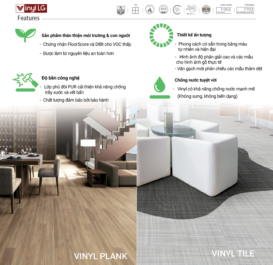 tính năng sàn nhựa vinyl LG