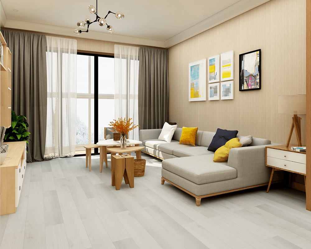Sàn gỗ công nghiệp sang trọng không gian phòng khách.