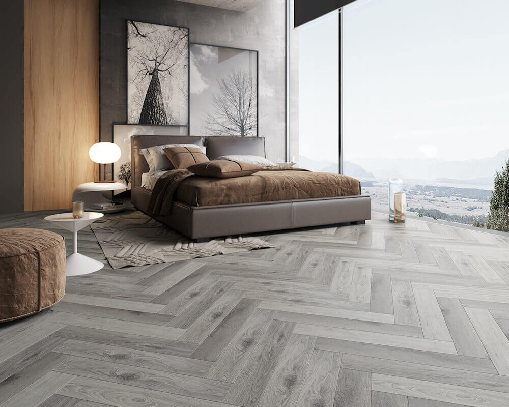 Sàn gỗ công nghiệp cho không gian phòng ngủ thư giãn.