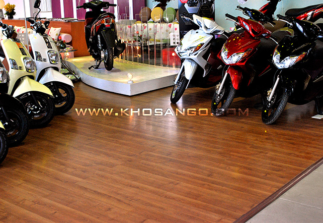 Sàn gỗ lót sàn showroom bán xe máy