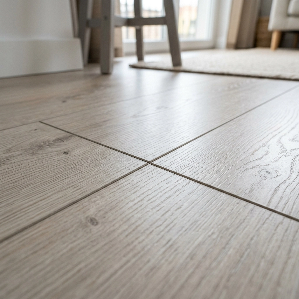 Thiết kế hèm khóa chữ V (V-groove) sắc nét tạo ra những đường rãnh chạy dài, giúp không gian có thêm chiều sâu