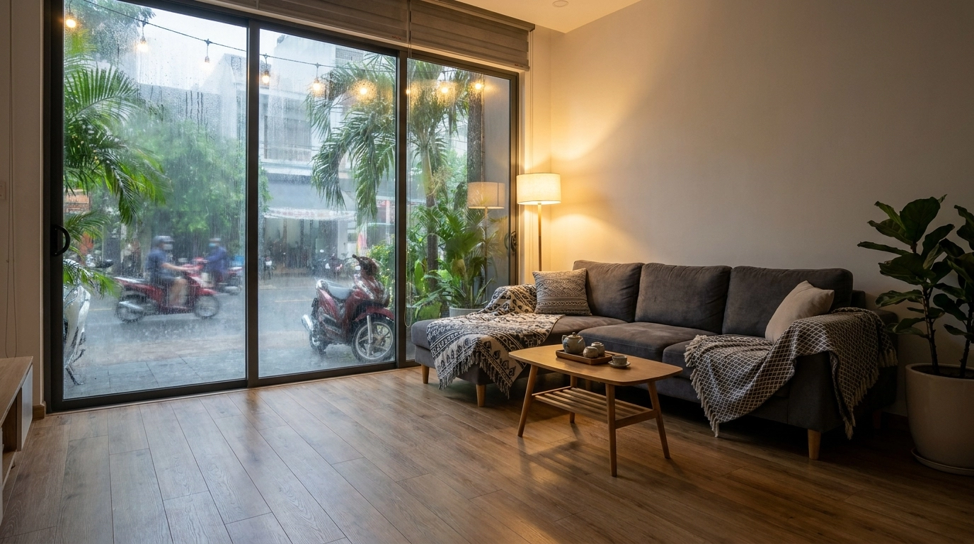 Mặc kệ mưa giông: Bình yên tổ ấm với sàn SPC siêu kháng nước