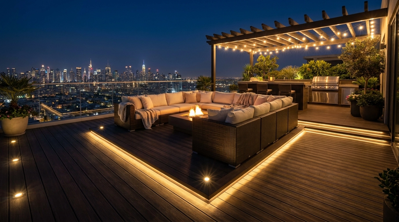 Đỉnh cao thượng lưu: Tuyệt tác sân thượng Penthouse rực rỡ về đêm