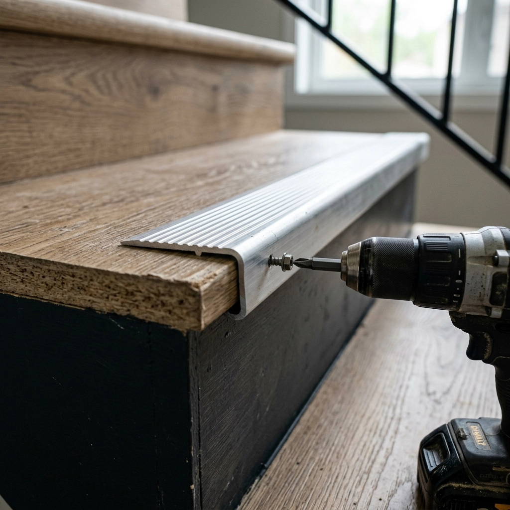 Nẹp mũi bậc kim loại đóng vai trò như một bộ giáp bảo vệ, gánh vác 100% lực tác động lên mép bậc, cứu nguy cho các dòng ván lót sàn chịu lực kém