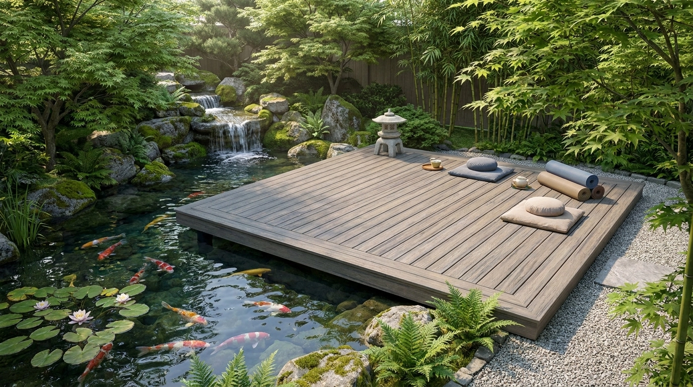 Góc Thiền tịnh: Kiến tạo không gian chữa lành bên hồ cá Koi